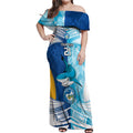 Custom NRL Shark Combine Eels Rugby Off Shoulder Maxi Dress Sporty Style LT9