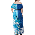 Custom NRL Shark Combine Eels Rugby Off Shoulder Maxi Dress Sporty Style LT9
