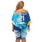 Custom NRL Shark Combine Eels Rugby Off Shoulder Short Dress Sporty Style LT9