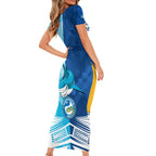 Custom NRL Shark Combine Eels Rugby Short Sleeve Bodycon Dress Sporty Style LT9