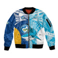 Custom NRL Shark Combine Eels Rugby Sleeve Zip Bomber Jacket Sporty Style LT9