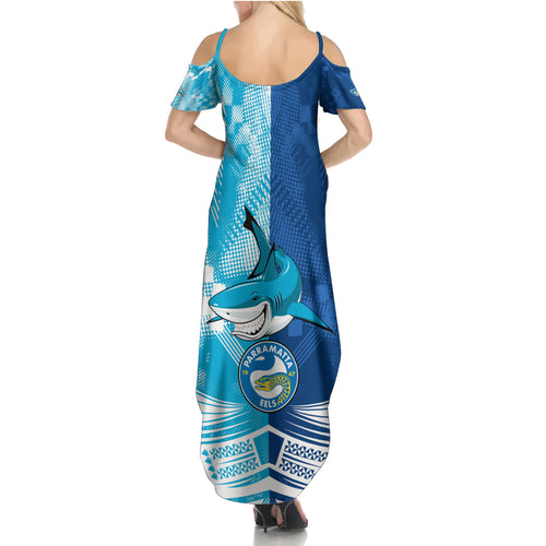 Custom NRL Shark Combine Eels Rugby Summer Maxi Dress Sporty Style LT9