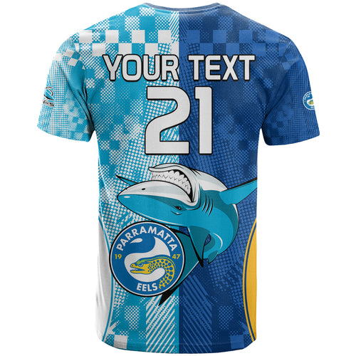 Custom NRL Shark Combine Eels Rugby T Shirt Sporty Style LT9