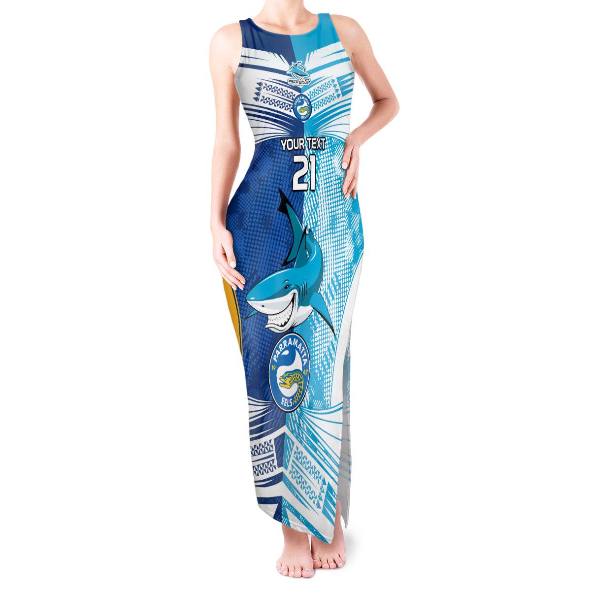 Custom NRL Shark Combine Eels Rugby Tank Maxi Dress Sporty Style LT9