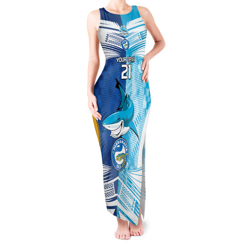 Custom NRL Shark Combine Eels Rugby Tank Maxi Dress Sporty Style LT9