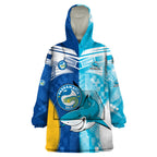 Custom NRL Shark Combine Eels Rugby Wearable Blanket Hoodie Sporty Style LT9
