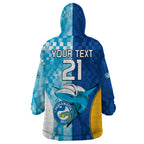 Custom NRL Shark Combine Eels Rugby Wearable Blanket Hoodie Sporty Style LT9