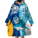 Custom NRL Shark Combine Eels Rugby Wearable Blanket Hoodie Sporty Style LT9