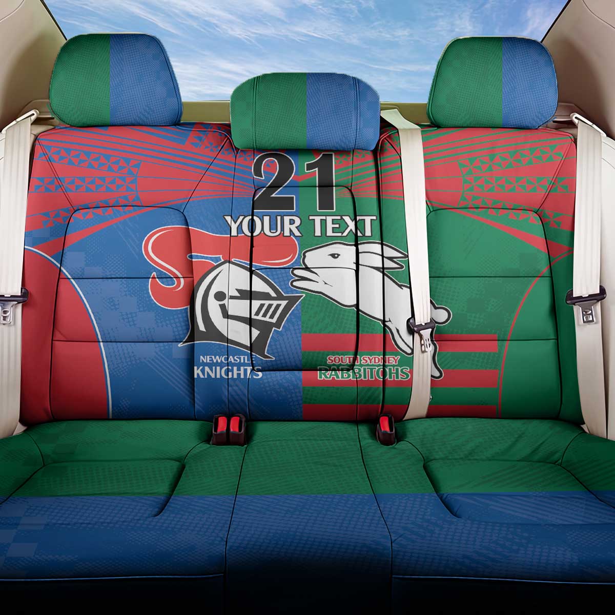 Custom Knights and Rabbitohs Rugby Back Car Seat Cover Sporty Style