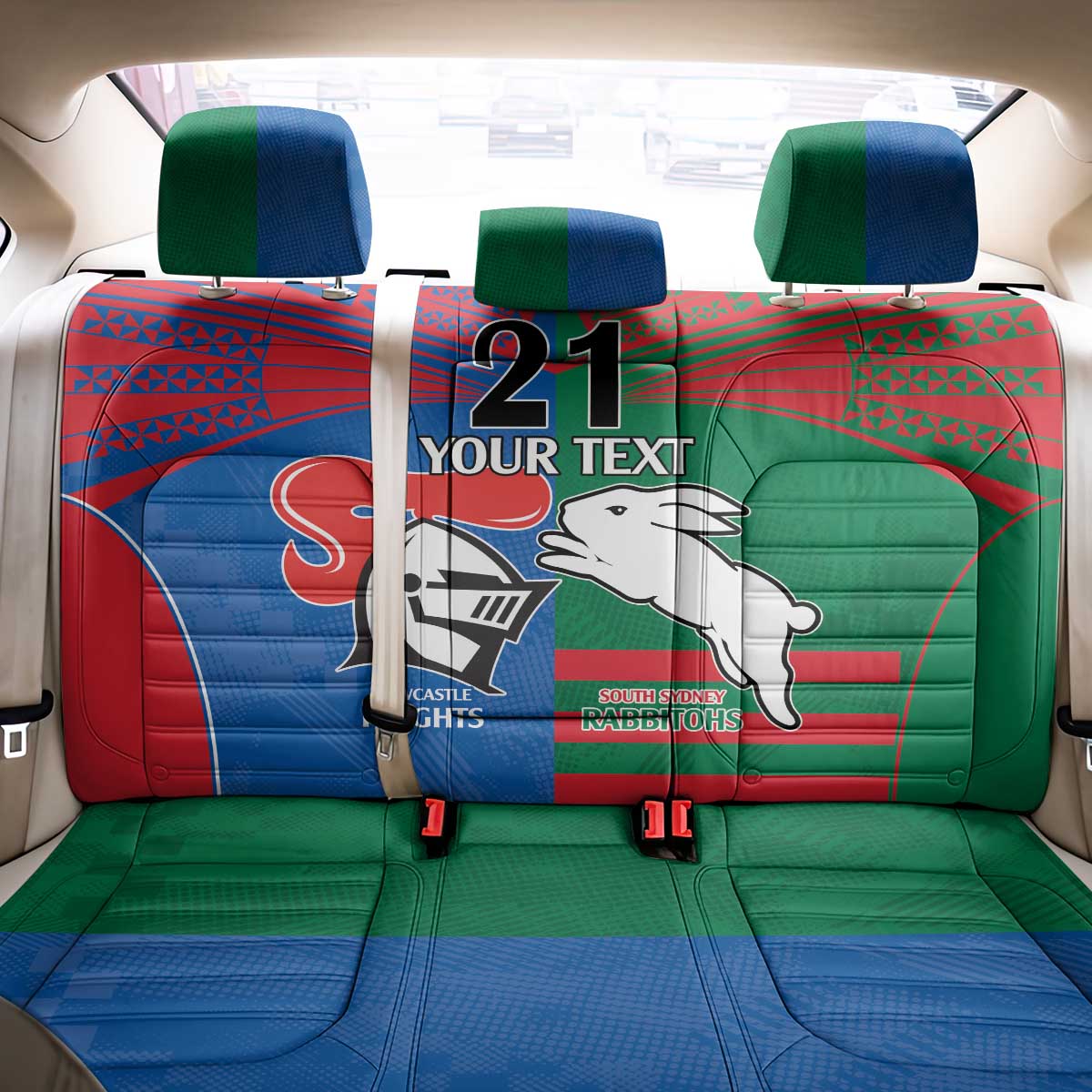 Custom Knights and Rabbitohs Rugby Back Car Seat Cover Sporty Style