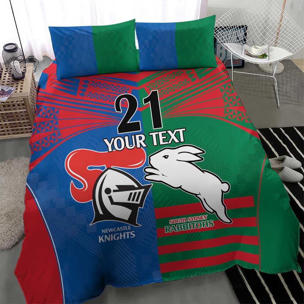 Custom Knights and Rabbitohs Rugby Bedding Set Sporty Style