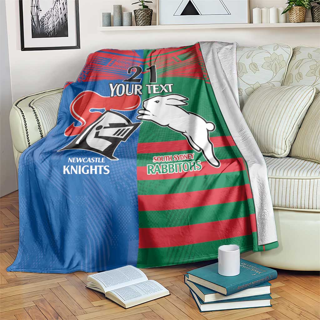 Custom Knights and Rabbitohs Rugby Blanket Sporty Style
