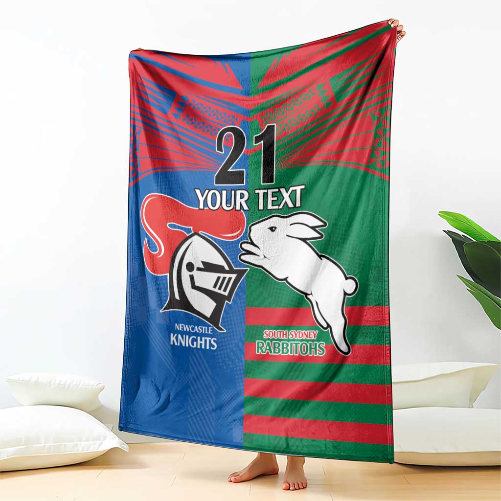 Custom Knights and Rabbitohs Rugby Blanket Sporty Style