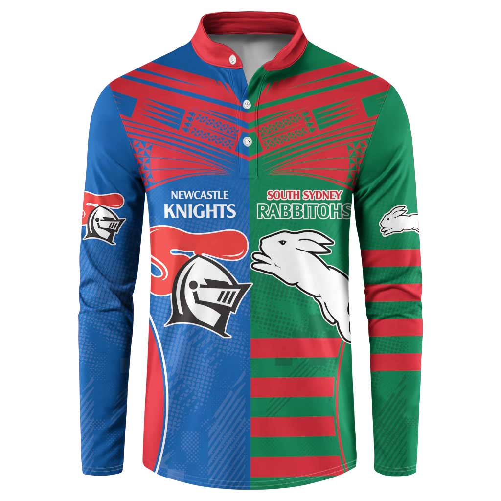 Custom Knights and Rabbitohs Rugby Button Sweatshirt Sporty Style