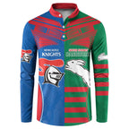 Custom Knights and Rabbitohs Rugby Button Sweatshirt Sporty Style