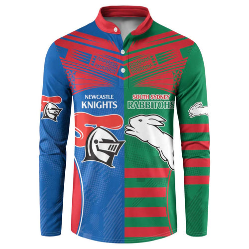 Custom Knights and Rabbitohs Rugby Button Sweatshirt Sporty Style