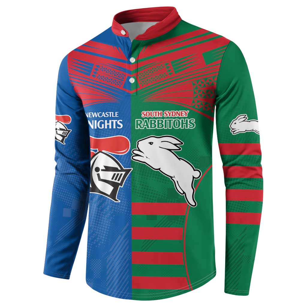 Custom Knights and Rabbitohs Rugby Button Sweatshirt Sporty Style