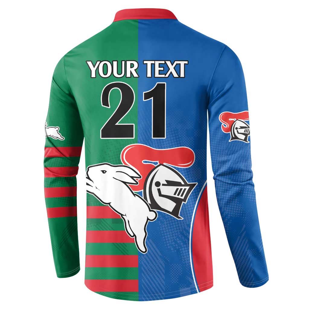 Custom Knights and Rabbitohs Rugby Button Sweatshirt Sporty Style