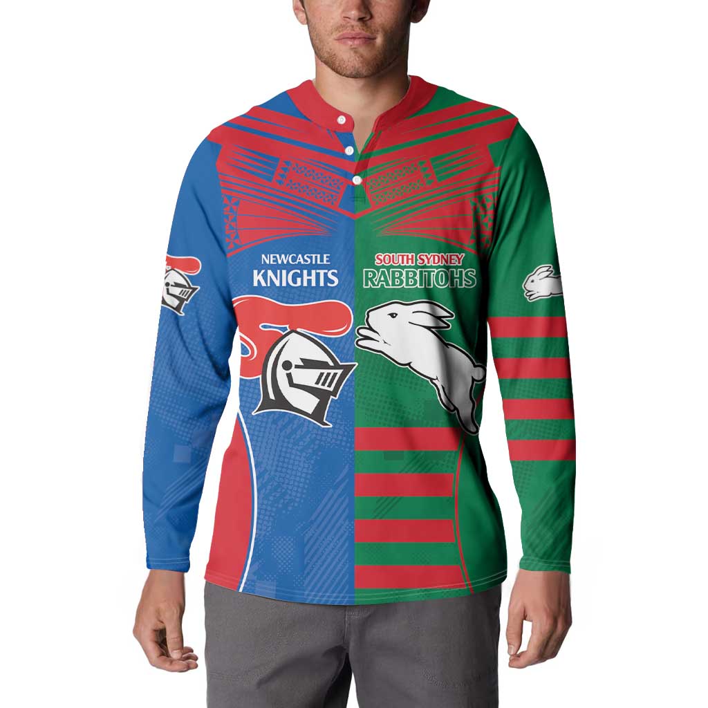 Custom Knights and Rabbitohs Rugby Button Sweatshirt Sporty Style