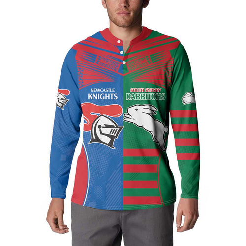 Custom Knights and Rabbitohs Rugby Button Sweatshirt Sporty Style