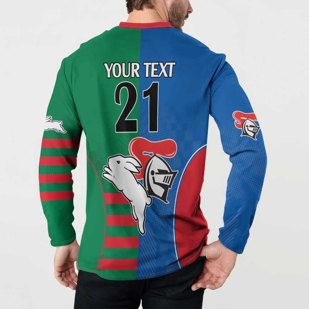 Custom Knights and Rabbitohs Rugby Button Sweatshirt Sporty Style