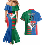 Custom Knights and Rabbitohs Rugby Couples Matching Mermaid Dress and Hawaiian Shirt Sporty Style