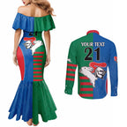 Custom Knights and Rabbitohs Rugby Couples Matching Mermaid Dress and Long Sleeve Button Shirt Sporty Style