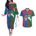 Custom Knights and Rabbitohs Rugby Couples Matching Off The Shoulder Long Sleeve Dress and Hawaiian Shirt Sporty Style