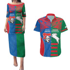 Custom Knights and Rabbitohs Rugby Couples Matching Puletasi and Hawaiian Shirt Sporty Style