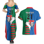Custom Knights and Rabbitohs Rugby Couples Matching Summer Maxi Dress and Hawaiian Shirt Sporty Style