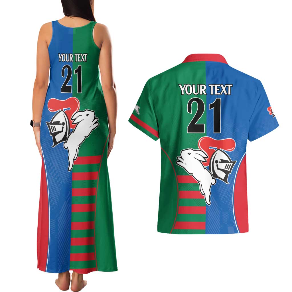 Custom Knights and Rabbitohs Rugby Couples Matching Tank Maxi Dress and Hawaiian Shirt Sporty Style