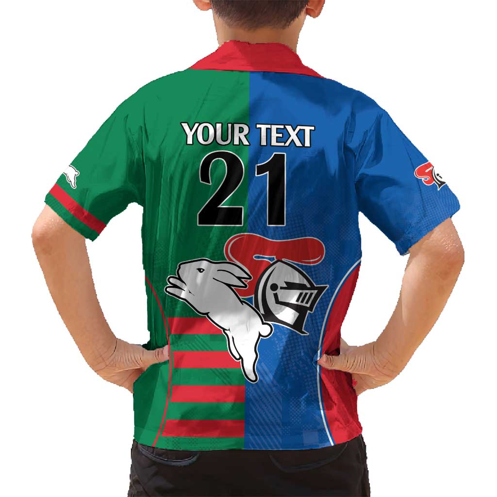 Custom Knights and Rabbitohs Rugby Family Matching Long Sleeve Bodycon Dress and Hawaiian Shirt Sporty Style