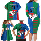 Custom Knights and Rabbitohs Rugby Family Matching Long Sleeve Bodycon Dress and Hawaiian Shirt Sporty Style