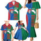 Custom Knights and Rabbitohs Rugby Family Matching Mermaid Dress and Hawaiian Shirt Sporty Style