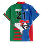 Custom Knights and Rabbitohs Rugby Family Matching Off The Shoulder Long Sleeve Dress and Hawaiian Shirt Sporty Style