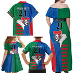 Custom Knights and Rabbitohs Rugby Family Matching Off Shoulder Maxi Dress and Hawaiian Shirt Sporty Style