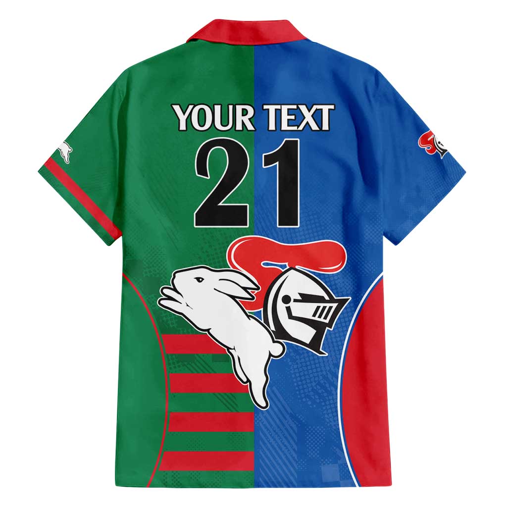 Custom Knights and Rabbitohs Rugby Family Matching Off Shoulder Maxi Dress and Hawaiian Shirt Sporty Style
