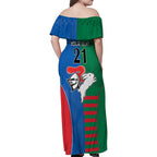 Custom Knights and Rabbitohs Rugby Family Matching Off Shoulder Maxi Dress and Hawaiian Shirt Sporty Style