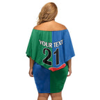 Custom Knights and Rabbitohs Rugby Family Matching Off Shoulder Short Dress and Hawaiian Shirt Sporty Style
