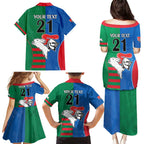 Custom Knights and Rabbitohs Rugby Family Matching Puletasi and Hawaiian Shirt Sporty Style