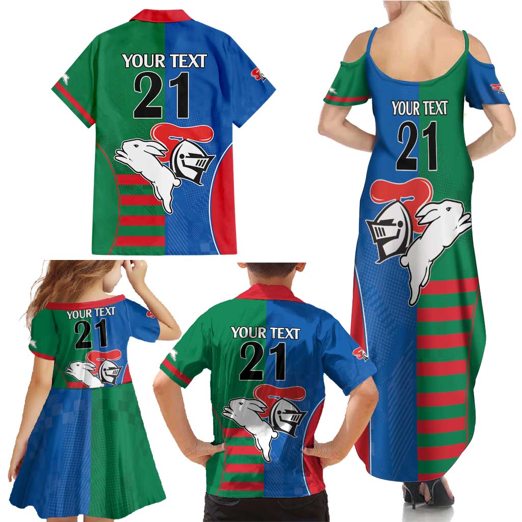 Custom Knights and Rabbitohs Rugby Family Matching Summer Maxi Dress and Hawaiian Shirt Sporty Style