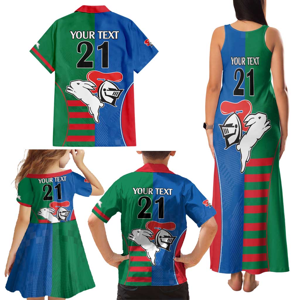 Custom Knights and Rabbitohs Rugby Family Matching Tank Maxi Dress and Hawaiian Shirt Sporty Style