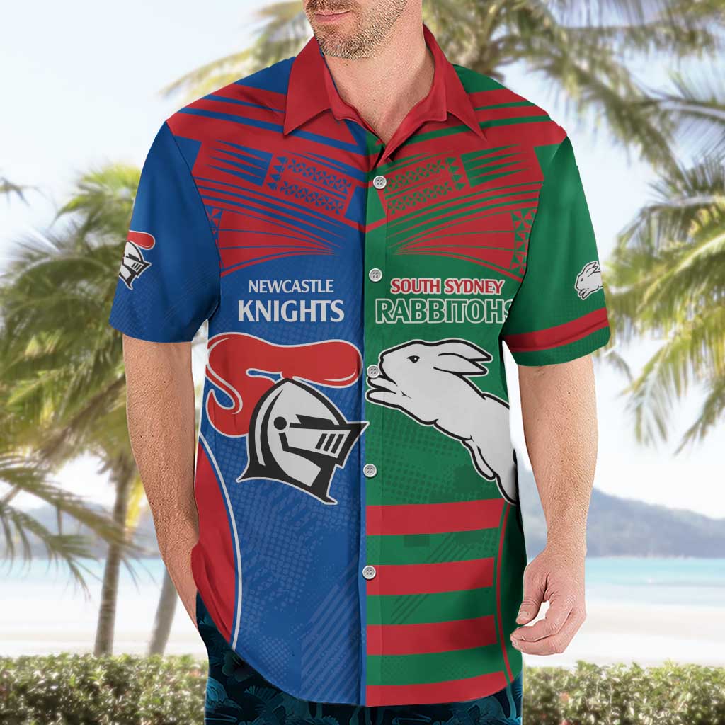 Custom Knights and Rabbitohs Rugby Hawaiian Shirt Sporty Style