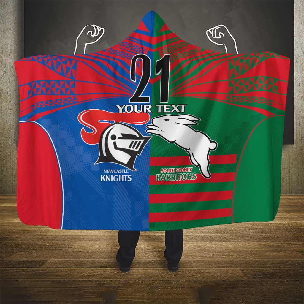 Custom Knights and Rabbitohs Rugby Hooded Blanket Sporty Style