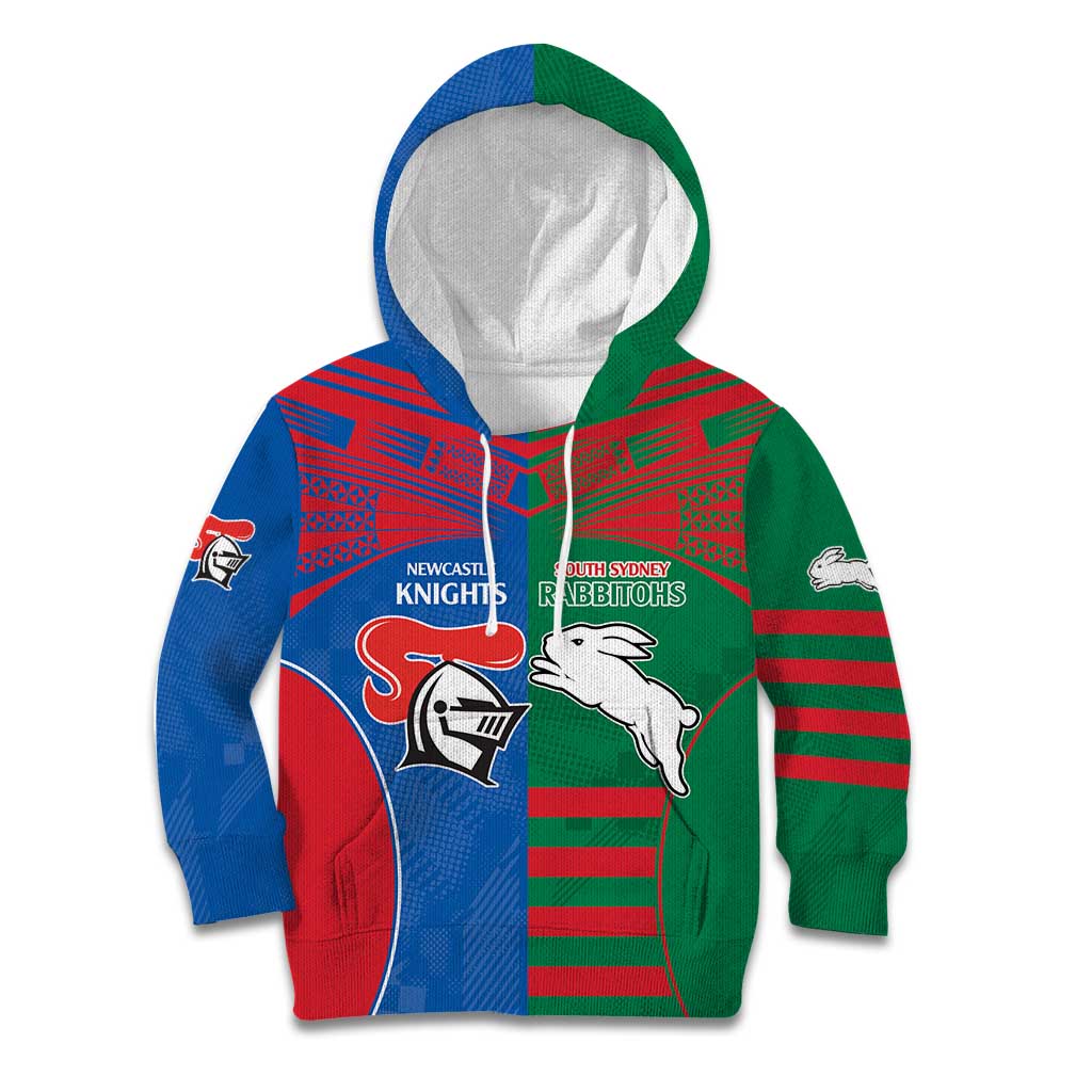Custom Knights and Rabbitohs Rugby Kid Hoodie Sporty Style
