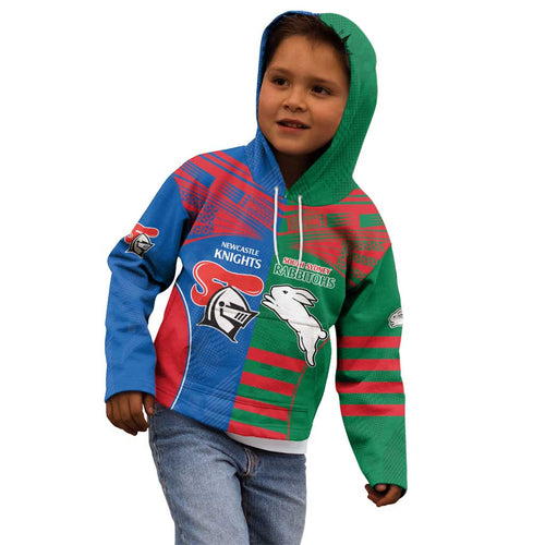 Custom Knights and Rabbitohs Rugby Kid Hoodie Sporty Style