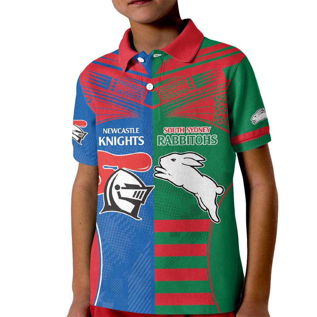 Custom Knights and Rabbitohs Rugby Kid Polo Shirt Sporty Style