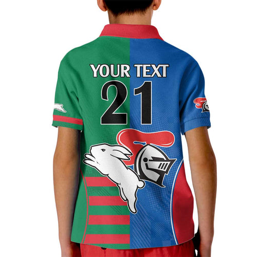 Custom Knights and Rabbitohs Rugby Kid Polo Shirt Sporty Style