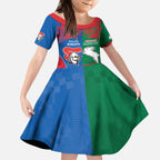 Custom Knights and Rabbitohs Rugby Kid Short Sleeve Dress Sporty Style