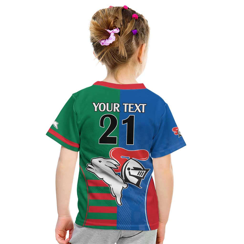 Custom Knights and Rabbitohs Rugby Kid T Shirt Sporty Style